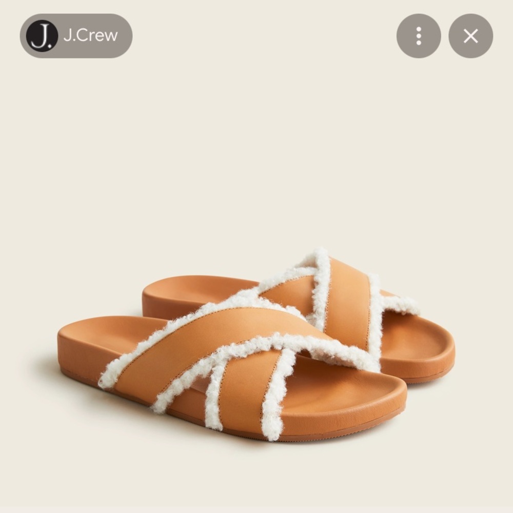 J crew pacific Sherpa cross strap sandals NWT
